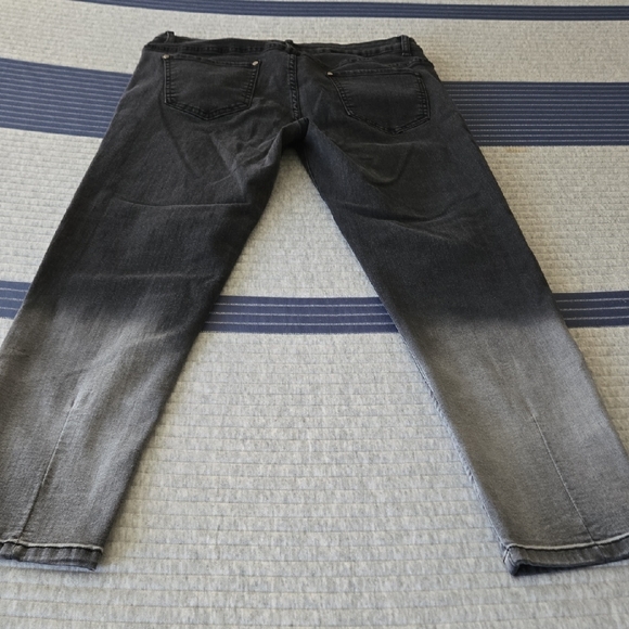 Christina Ombre Faded Black to Grey Stretch Button Front Denim Jeans - Picture 4 of 7